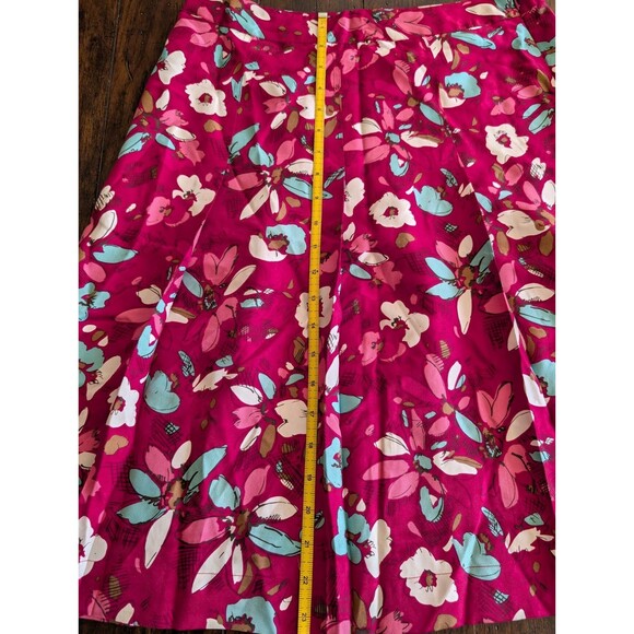 Merona Skirt 6 100% SILK Skirt Floral A Line Pink Blue White Preppy Y2K - Picture 8 of 9